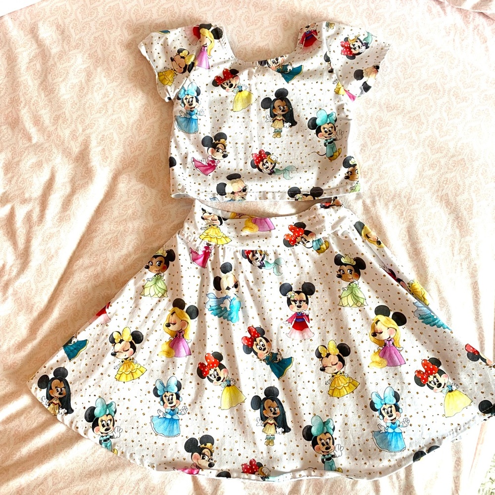 Custom Minnie Mouse Two Piece Crop & Skirt